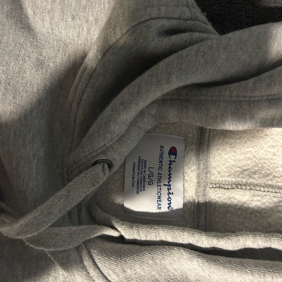 Champion Cropped Grey Hoodie Women’s Large - Picture 2 of 3